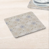 Elegantes Snowflake-Muster Beige Rechteckiger Pappuntersetzer (angewinkelt)