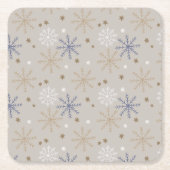 Elegantes Snowflake-Muster Beige Rechteckiger Pappuntersetzer (Vorderseite)