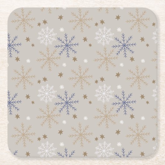 Elegantes Snowflake-Muster Beige Rechteckiger Pappuntersetzer (Vorderseite)