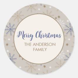 Elegantes Snowflake-Muster Beige Runder Aufkleber