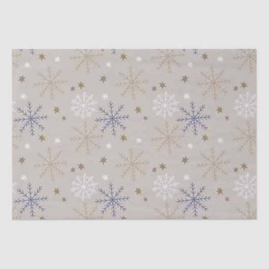 Elegantes Snowflake-Muster Beige Seidenpapier (Vorderseite)