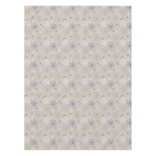 Elegantes Snowflake-Muster Beige Tischdecke (Vorderseite)
