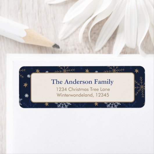 Elegantes Snowflake Muster Dunkelblau (Insitu)