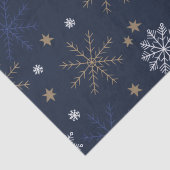 Elegantes Snowflake Muster Dunkelblau Seidenpapier (Detail)