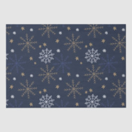 Elegantes Snowflake Muster Dunkelblau Seidenpapier