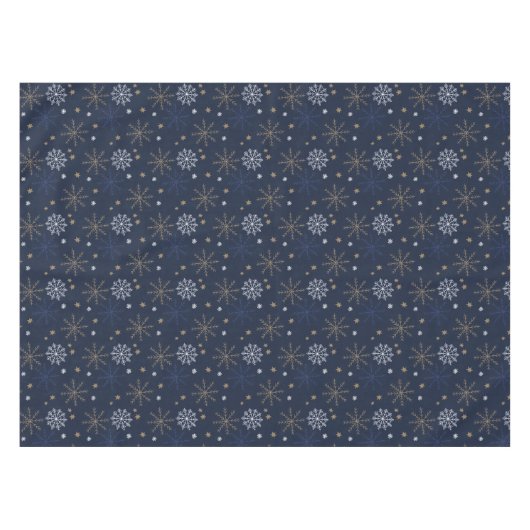 Elegantes Snowflake Muster Dunkelblau Tischdecke (Vorderseite (Horizontal))