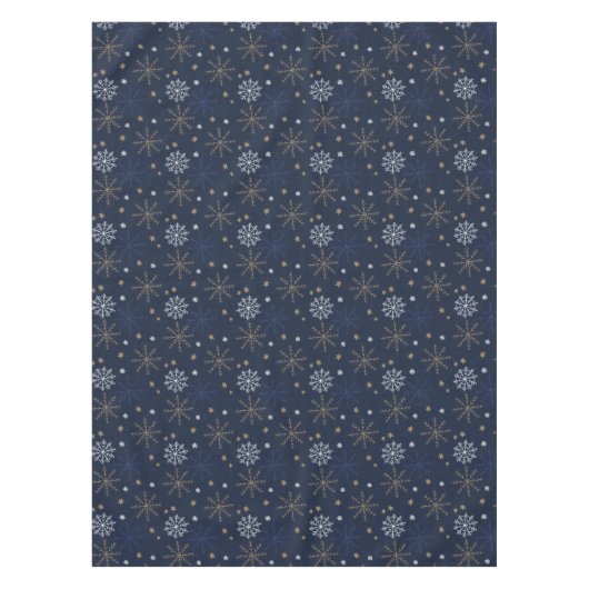 Elegantes Snowflake Muster Dunkelblau Tischdecke (Vorderseite)