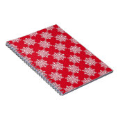 Elegantes Snowflake Muster Rot und Weiß Notebook Notizblock (Rechte Seite)