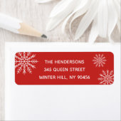 Elegantes Snowflake Red Holiday Address Label (Insitu)