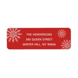 Elegantes Snowflake Red Holiday Address Label