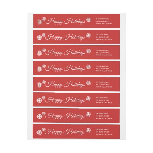 Elegantes Snowflake Roter Urlaub Rund um das Label (Bogen)