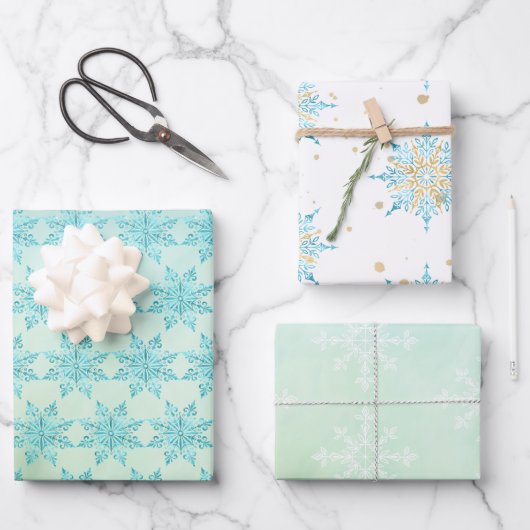 Elegantes Snowflake-Sortiment Geschenkpapier Set (Vorderseite)