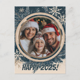 Elegantes Snowflake Winter Happy New Year Postkarte