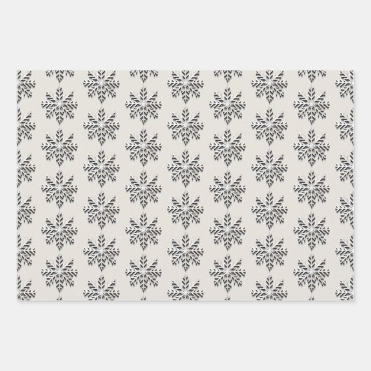 Elegantes Snowflake Wrapping Paper Geschenkpapier Set (Vorderseite)