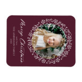 Elegantes Snowflake Wreath Berry Lila Foto Magnet (Horizontal)