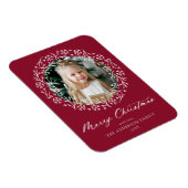 Elegantes Snowflake Wreath Cranberry Foto Magnet (Rechte Seite)
