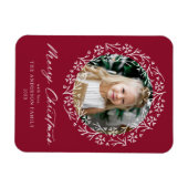 Elegantes Snowflake Wreath Cranberry Foto Magnet (Horizontal)
