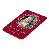Elegantes Snowflake Wreath Cranberry Foto Magnet (Linke Seite)