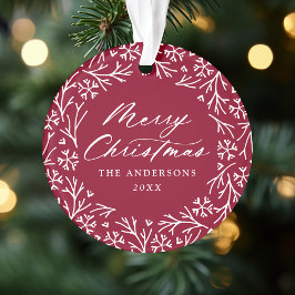 Elegantes Snowflake Wreath Cranberry Weihnachts-Fo Ornament