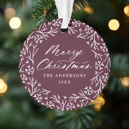 Elegantes Snowflake Wreath Lila Foto Ornament