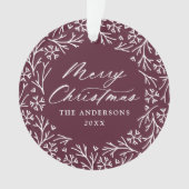 Elegantes Snowflake Wreath Lila Foto Ornament (Vorderseite)
