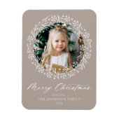 Elegantes Snowflake Wreath Mocha Foto Magnet (Vertikal)