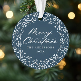 Elegantes Snowflake Wreath Navy Weihnachtsfest Fot Ornament