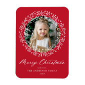Elegantes Snowflake Wreath Rotes Foto Magnet (Vertikal)