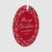 Elegantes Snowflake Wreath Rotes Foto Weihnachten Ornament (Vorderseite)
