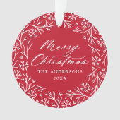 Elegantes Snowflake Wreath Rotes Foto Weihnachten Ornament (Vorderseite)