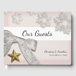 Elegantes Snowflakes Winter Wedding Gästebuch