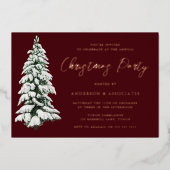 Elegantes Snowy Christmas Tree Weihnachtsbaum Part Folieneinladung (Vorderseite)