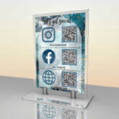 Elegantes Social Media Sign mit QR Code Table Card Tischnummer