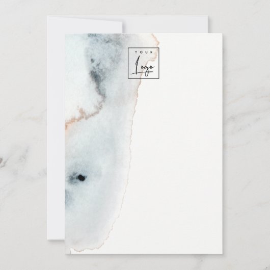 Elegantes Soft Aqua Blue Gold Wasserfarben Beachy  Dankeskarte (Vorderseite)