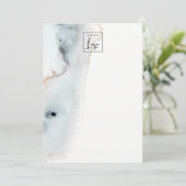 Elegantes Soft Aqua Blue Gold Wasserfarben Beachy  Dankeskarte (Stehend Vorderseite)