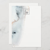 Elegantes Soft Aqua Blue Gold Wasserfarben Beachy  Dankeskarte (Vorne/Hinten)