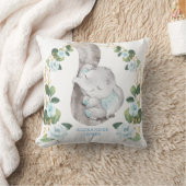 Elegantes Soft Blue Rose Baby Elephant Boy Kinderz Kissen (Decke)