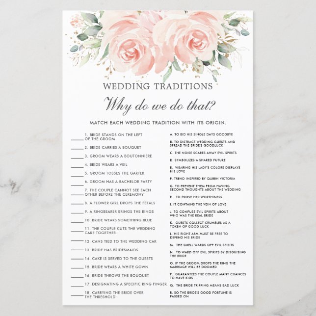 Elegantes Soft Blush Floral Wedding Tradition Spie (Vorderseite)