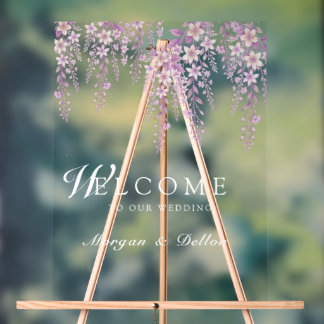 Elegantes Soft Blush Lavendel Blumen Hochzeits Wil Acrylschild