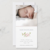 Elegantes Soft Blush Pink Berry Floral Baby Girl Ankündigung (Vorderseite)