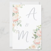 Elegantes Soft Blush Rosen Budget-Hochzeitsmenü (Rückseite)