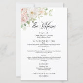 Elegantes Soft Blush Rosen Budget-Hochzeitsmenü (Vorderseite)