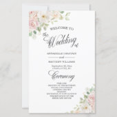 Elegantes Soft Blush Rosen Budget-Hochzeitsprogram (Vorderseite)