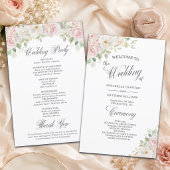 Elegantes Soft Blush Rosen Budget-Hochzeitsprogram