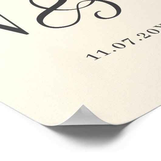 Elegantes Soft Creme Paraphals Hochzeit Poster (Ecke)