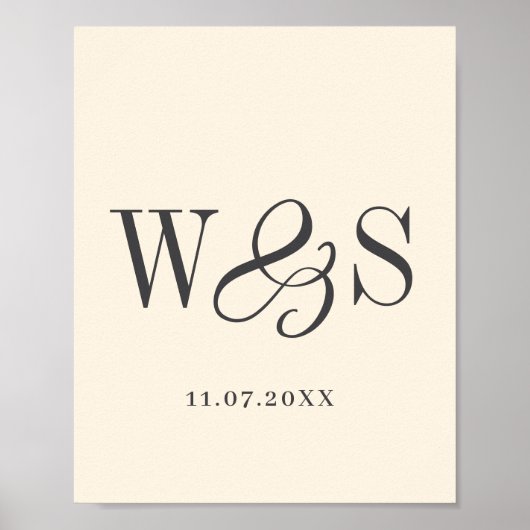 Elegantes Soft Creme Paraphals Hochzeit Poster (Vorne)