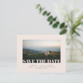 Elegantes Soft Ivory Brown Color Save the Date Fot (Stehend Vorderseite)