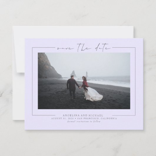 Elegantes Soft Lavender Lila Save the Date Foto (Vorderseite)