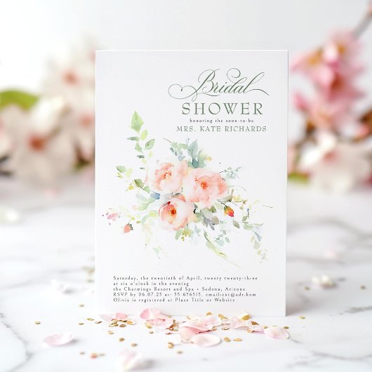 Elegantes Soft Pink Blume Boho Brautparty Einladung