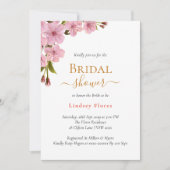 Elegantes Soft Pink Blume Gold Brautparty Einladung (Vorderseite)